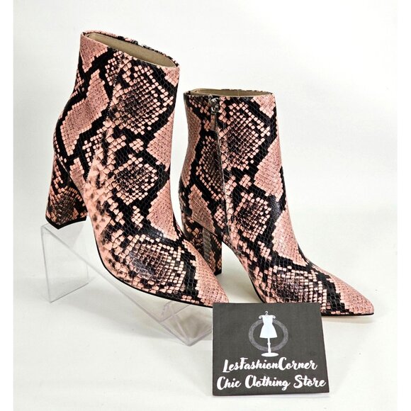 NWOB Marc Fisher Women's Leather Snake Print Pointed Toe Block Booties Sz 7 1784 - Picture 6 of 15